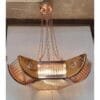 Vintage Art Deco Skyscraper Rod Ship Chandelier in Copper & Glass