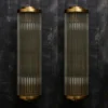 Vintage Art Deco Skyscraper Rod Ship Light Wall Sconces Fixture in Brass & Glass – a Pair