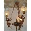 Vintage Victorian Cut Glass Art Deco Nouveau Mermaid Hanging Chandelier in Brass & Cut Glass