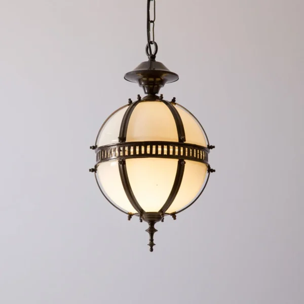 3 Piece Set Vintage Art Deco Brass Hanging Pendant Light Milk Glass Shade