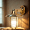 Vintage Brass Wall Sconce Light Fixture with Glass Shade Antique Style Lamp