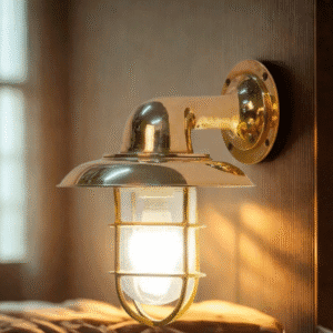 Vintage Brass Wall Sconce Light Fixture with Glass Shade Antique Style Lamp