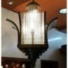 Vintage Art Deco Skyscraper Rod Ship Chandelier Fixture in Brass & Glass