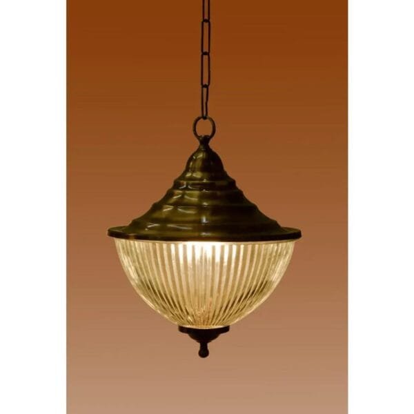 Vintage Art Deco Brass & Glass Ship Ceiling Fixture Pendant Hanging Light Lamp