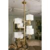 Vintage Art Deco Brass Chandelier 8 Light Cubic Shape Milk Glass Shades