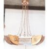 Vintage Art Deco Skyscraper Rod Ship Chandelier in Copper & Glass
