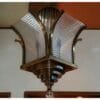 Vintage Art Deco Skyscraper Rod Ship Chandelier Fixture in Brass & Glass