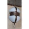Vintage Art Deco Brass Hanging Light with Milk Glass Shade