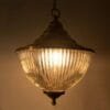 Vintage Art Deco Brass & Glass Ship Ceiling Fixture Pendant Hanging Light Lamp