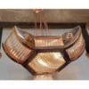 Vintage Art Deco Skyscraper Rod Ship Chandelier in Copper & Glass