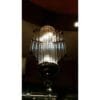 Vintage Art Deco Skyscraper Rod Ship Light Hanging Chandelier in Brass & Glass