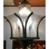 Vintage Art Deco Skyscraper Rod Ship Chandelier Fixture in Brass & Glass