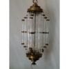 Vintage Art Deco Skyscraper Rod Ship Light Hanging Chandelier in Brass & Glass