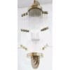 Vintage Art Deco Skyscraper Rod Ship Chandelier in Brass & Glass