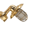 Nautical Maritime Brass Wall Light Fixture with Milk Glass Shade & Junction Box