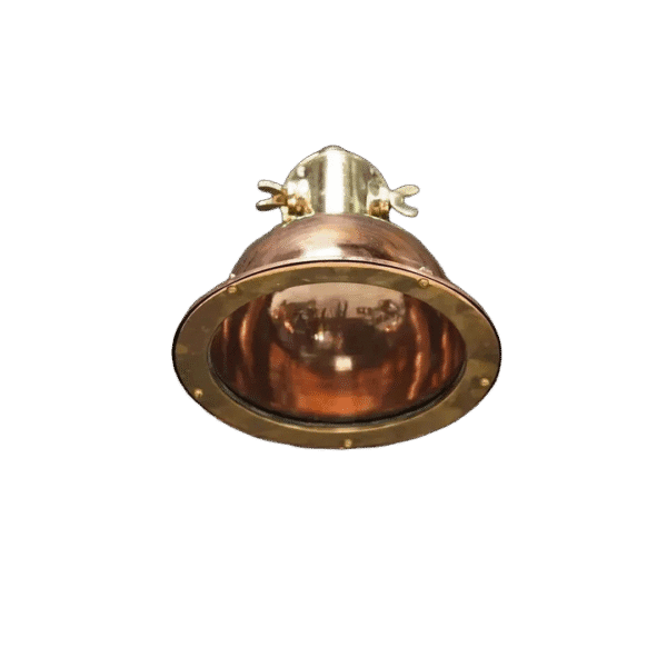 NAUTICAL MARINE ANTIQUE FIXTURE COPPER & BRASS CEILING LIGHT SHIP CARGO LIGHT
