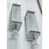 Pair Vintage Art Deco Skyscraper Wall Sconces Fixture in Nickel Brass Lamp; Diamond Cut Glass