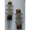 Pair Skyscraper Vintage Art Deco Wall Sconces Fixture Brass & Glass Rod Ship Light