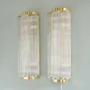 Pair Vintage Skyscraper Art Deco Wall Sconces Fixture Brass & Glass Rod Ship Light