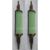 Pair Vintage Skyscraper Art Deco Wall Sconces Fixture Brass & Opaline Green Glass Rod Ship Light