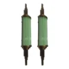 Pair Vintage Skyscraper Art Deco Wall Sconces Fixture Brass & Opaline Green Glass Rod Ship Light