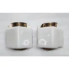 Pair Vintage Art Deco Wall Sconces Fixture Brass Lamp; Cube Milk Glass Shade