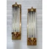 Skyscraper Vintage Art Deco Wall Sconces Fixture Brass Lamp; Ribbed Glass Rod Ship Light – a Pair
