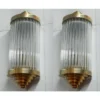 Skyscraper Vintage Art Deco Wall Sconces in Brass & Glass – a Pair