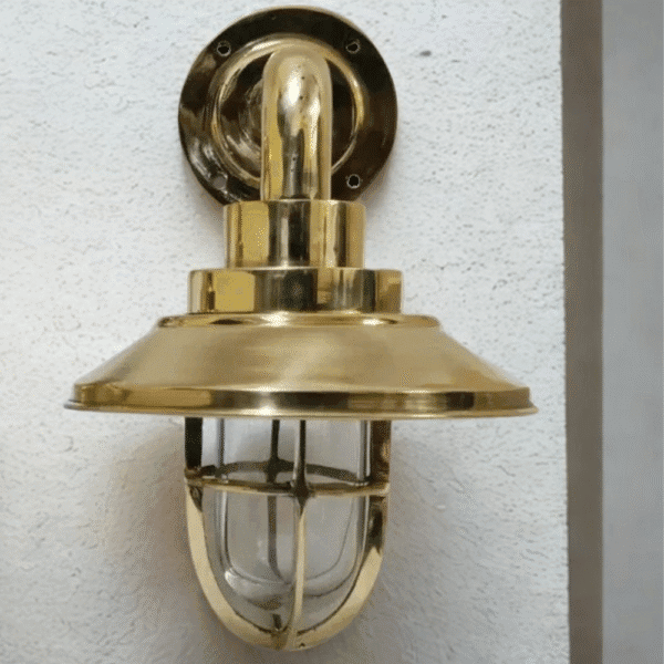 Nautical Bulkhead Light Marine Solid Brass Wall Light With Shade