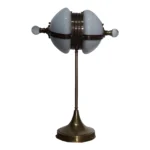 Vintage Art Deco Brass Table Lamp Light with Milk Glass Shade