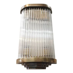Vintage Art Deco 4 Light Skyscraper Rod Ship Light Wall Sconces Fixture in Brass & Glass