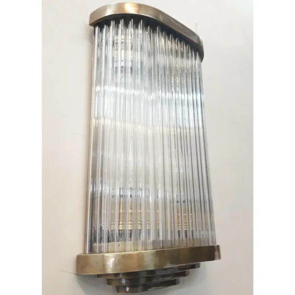 Vintage Art Deco 4 Light Skyscraper Rod Ship Light Wall Sconces Fixture in Brass & Glass