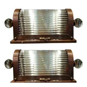 Vintage Art Deco Bronze Case & Glass Rod Wall Sconces – a Pair