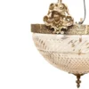 Vintage Art Deco Dome Ceiling Hanging Fixture in Brass & Crystal Cut Glass