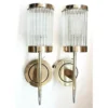 Vintage Art Deco Rod Ship Wall Sconces Fixture in Brass & Glass – a Pair