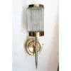 Vintage Art Deco Rod Ship Wall Sconces Fixture in Brass & Glass – a Pair