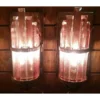 Vintage Art Deco Skyscraper Metro Light Wall Sconces in Copper Red Cameo Glass – a Pair