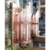 Vintage Art Deco Skyscraper Metro Light Wall Sconces in Copper Red Cameo Glass – a Pair