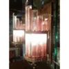 Vintage Art Deco Skyscraper Metro Light Wall Sconces in Copper Red Cameo Glass – a Pair