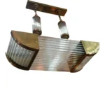 Vintage Art Deco Skyscraper Rod Ship Light Chandelier Fixture in Brass & Glass