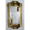 Vintage Art Deco Skyscraper Rod Ship Light Wall Sconces Fixture in Brass & Glass