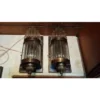 Vintage Art Deco Skyscraper Rod Ship Wall Sconces Fixture in Brass & Glass – a Pair