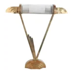 Vintage Art Deco Skyscraper Table Lamp in Brass & Glass