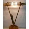 Vintage Art Deco Skyscraper Table Lamp in Brass & Glass