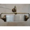 Vintage Art Deco Skyscraper Wall Sconce in Brass Lamp; Clear Glass