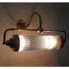 Vintage Art Deco Skyscraper Wall Sconce in Brass Lamp; Clear Glass