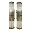 Vintage Art Deco Skyscraper Wall Sconces Fixture in Brass & Glass – a Pair
