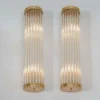 Vintage Art Deco Skyscraper Wall Sconces Fixture in Brass & Glass Rod Ship Light – a Pair