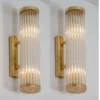Vintage Art Deco Skyscraper Wall Sconces Fixture in Brass & Glass Rod Ship Light – a Pair