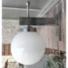 Vintage Art Deco Wall Sconces in Nickel Brass & Milk Glass Shade